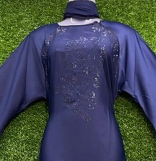 Humeira Abaya Big Buta Nug Blue Colour Abaya in Al Nida Fabric - 54, Blue, 300 gm