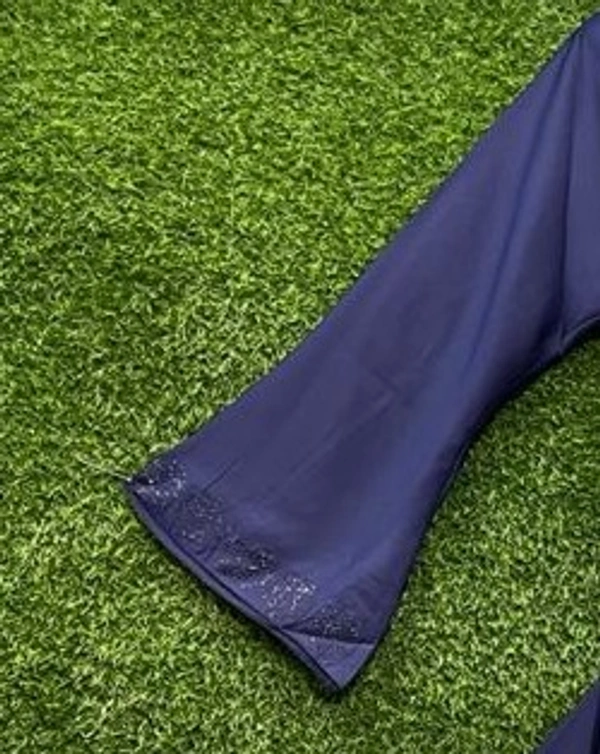 Humeira Abaya Big Buta Nug Blue Colour Abaya in Al Nida Fabric - 54, Blue, 300 gm
