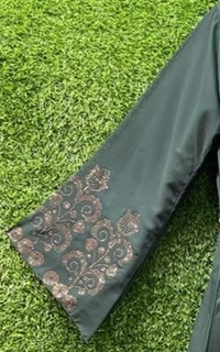 Humeira Abaya Haeavy Double Coat Abaya in Al Nida Fabric - 54, Green, 300 gm
