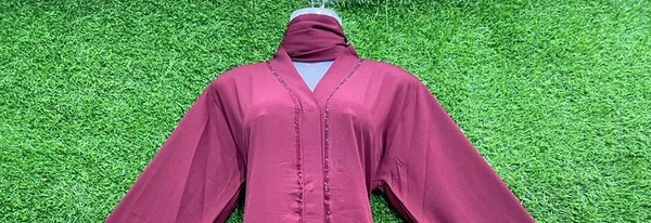 Humeira Abaya Front Open Simple Nug Burkha Abaya in Al Nida Fabric For School/College Girl - 54, Gajri, 300 gm