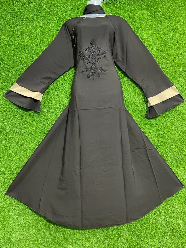 Humeira Abaya Dubai Style 6 BTN Kahi Colour Abaya in Al Firdous Fabric - 54, Kahi, 300 gm
