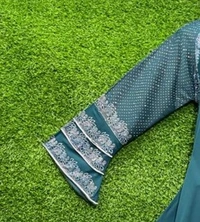 Humeira Abaya Bada Ghair MS Nug Abaya in Al Nida Fabric - 54, Rama Green, 300 gm