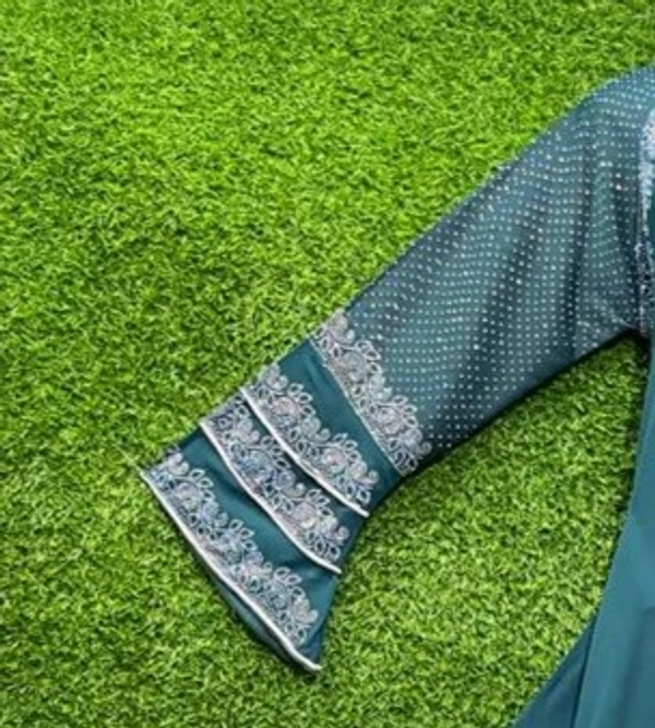 Humeira Abaya Bada Ghair MS Nug Abaya in Al Nida Fabric - 54, Rama Green, 300 gm