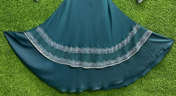 Humeira Abaya Bada Ghair MS Nug Abaya in Al Nida Fabric - 54, Rama Green, 300 gm