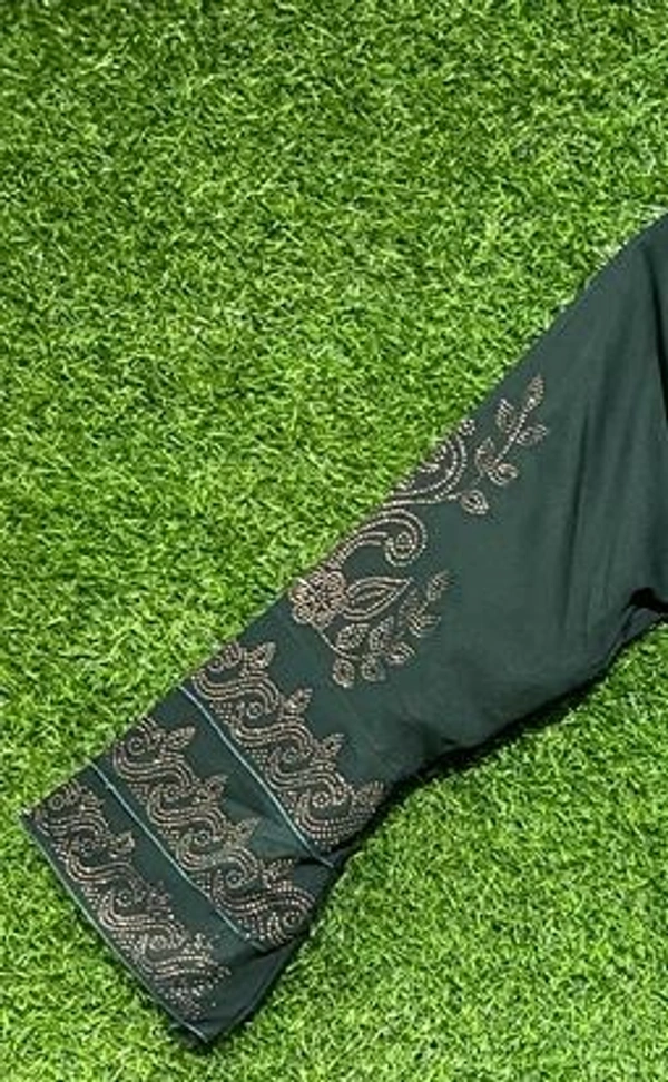Humeira Abaya India Traditional Mor Pankh Nug Style Shirag Abaya in Al Nida Fabric - 54, Green, 300 gm