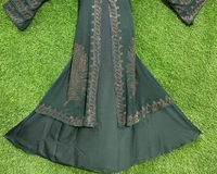 Humeira Abaya India Traditional Mor Pankh Nug Style Shirag Abaya in Al Nida Fabric - 54, Green, 300 gm