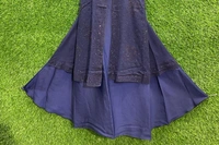 Humeira Abaya Multi Nug Shirag Style Abaya in Al Nida Fabric - 54, Blue, 300 gm