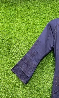 Humeira Abaya Multi Nug Shirag Style Abaya in Al Nida Fabric - 54, Blue, 300 gm