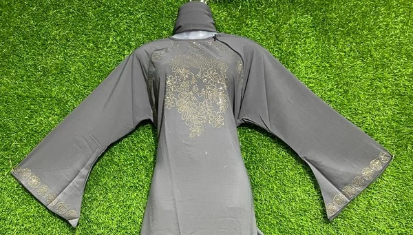 Humeira Abaya Simple Front Stone Work Buta in Al Nida Fabric - 54, Skin Colour, 300 gm
