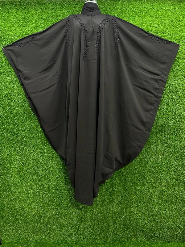 Humeira Abaya Dubai Style Chain Hand Work Farasha in Al Nida Fabric - 54, Black, 300 gm