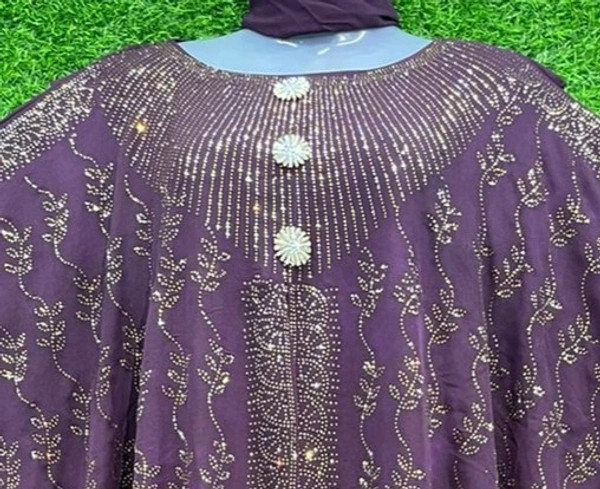 Humeira Abaya Dubai Style Heavy Bell Double Layer Farasha in Al Nida Fabric - 54, Pink, 300 gm