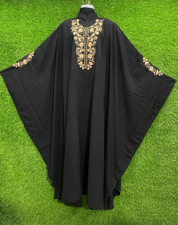 Humeira Abaya Dubai Style Black Colour Abaya - 54, Black, 300 gm