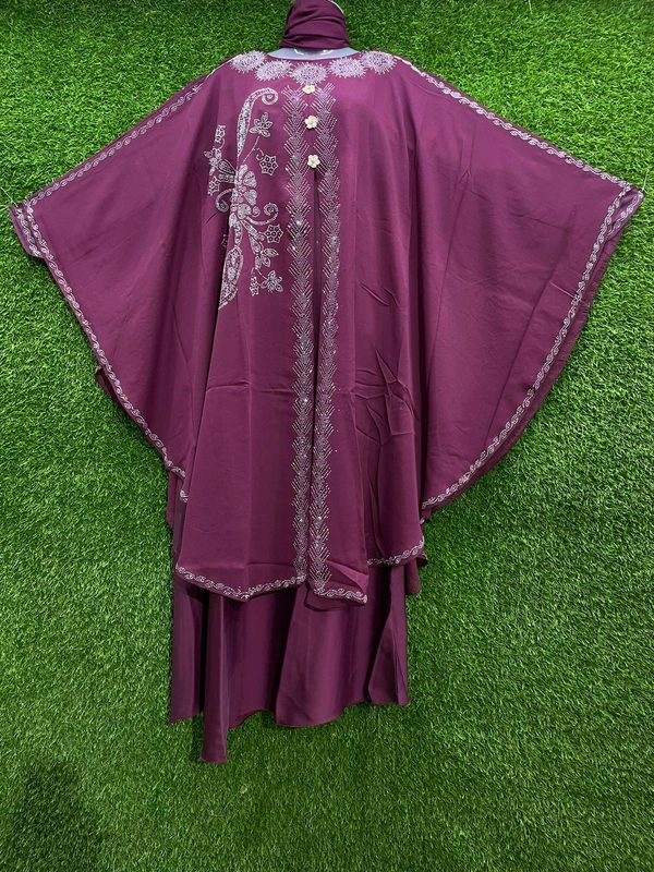 Humeira Abaya Dubai Style Side Buta Farasha MS - 54, Pink, 300 gm