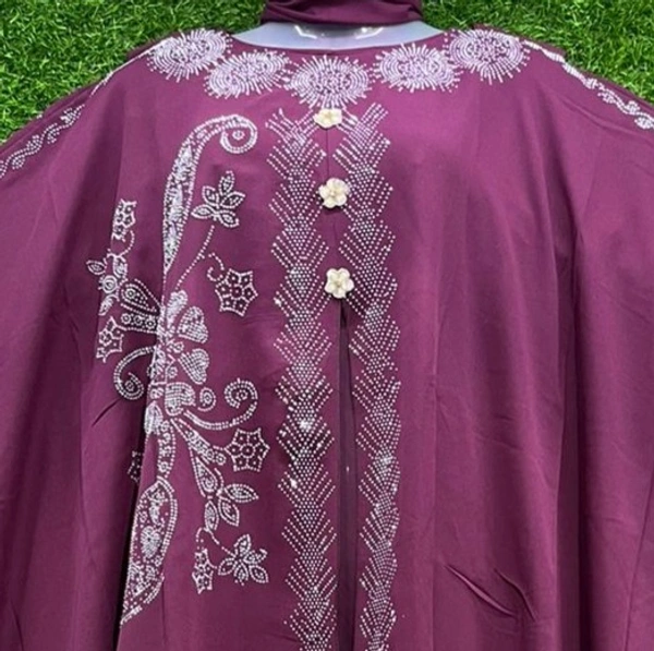 Humeira Abaya Dubai Style Side Buta Farasha MS - 54, Pink, 300 gm