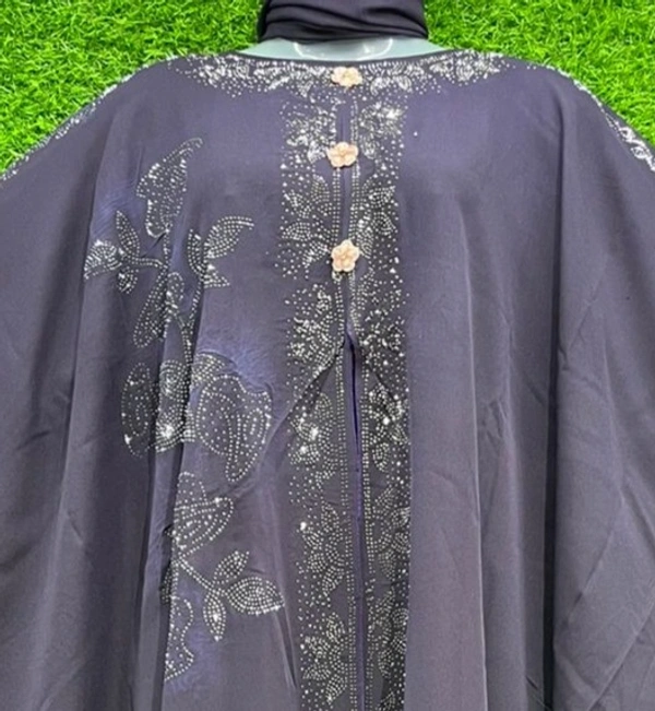 Humeira Abaya Side Simple Buta Purple Colour Farasha in Al Nida Fabric - 54, Purple, 300 gm