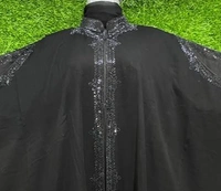 Humeira Abaya Cut Sleeves Farasha in Black Colour Stone & Fabric - 54, Black, 300 gm