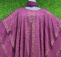 Humeira Abaya Dubai Style Pink Colour Heavy Farasha in Al Nida Fabric - 54, Pink, 300 gm