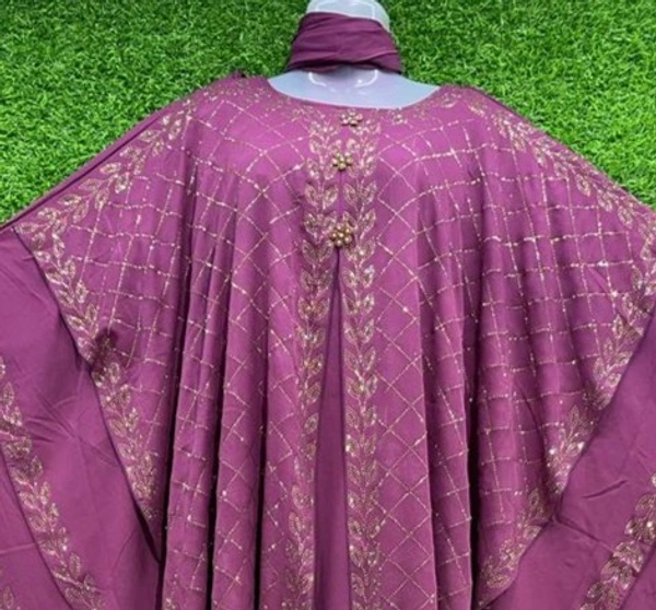 Humeira Abaya Dubai Style Pink Colour Heavy Farasha in Al Nida Fabric - 54, Pink, 300 gm