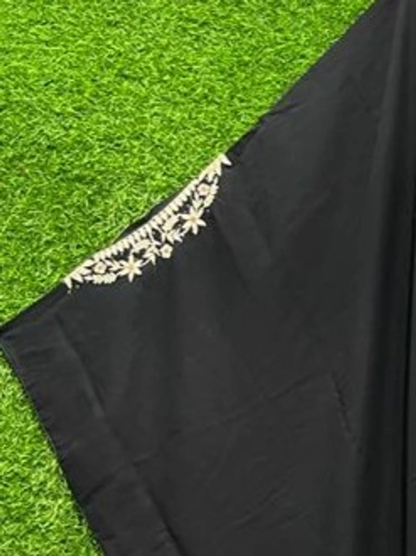 Humeira Abaya V Embroidery Style Black Colour Abaya in Al Firdous - 54, Black, 300 gm