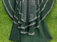 Humeira Abaya Leaf Style Stone Work Abaya in Al Nida Fabric - 54, Green, 300 gm