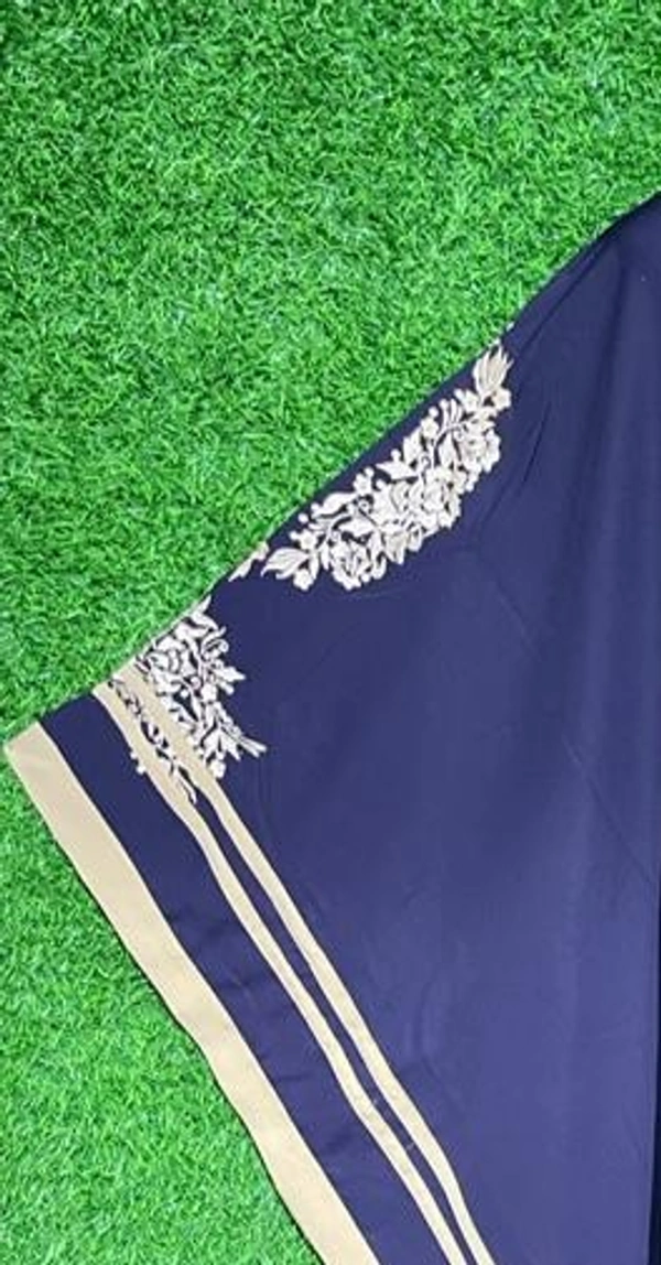 Humeira Abaya Dubai Style Big Buta Embroidery & last Colour Patti in Al Firdous Fabric - 54, Blue, 300 gm