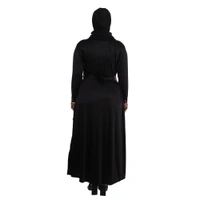 Humeira Abaya Heavy Golden Stone & Flower Work Burkha in Crystal Fabric - 54, Black, 300 gms