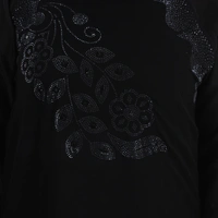 Humeira Abaya Dubai Style Double Layer Gulab Buta Burkha in Al Nida Fabric - 54, Black, 300 gms