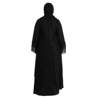 Humeira Abaya Dubai Style Double Layer Gulab Buta Burkha in Al Nida Fabric - 54, Black, 300 gms