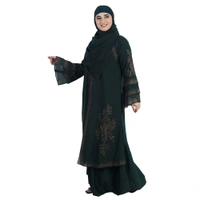 Humeira Abaya Kranti Mehdi Colour Shirag Abaya in Al Nida Fabric with Dupatta & NosePiece - 54, MEHDI, 300 gms