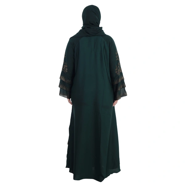 Humeira Abaya Kranti Mehdi Colour Shirag Abaya in Al Nida Fabric with Dupatta & NosePiece - 54, MEHDI, 300 gms