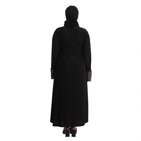 Humeira Abaya Dubai Style Koriya Kali Abaya in Crystal Fabric with Dupatta & NosePiece - 54, Black, 300 gms