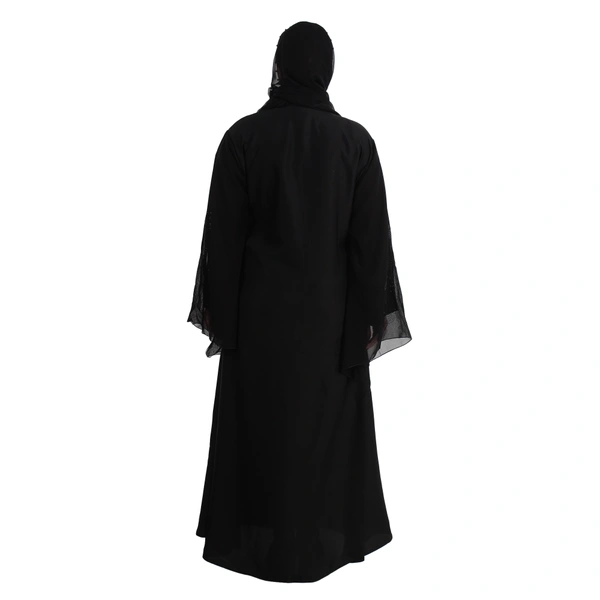 Humeira Abaya Dubai Style Brand New Side Pocket Long Sleeves Simple Abaya for Girls in Al Nida Fabric - 54, Black, 300 gms