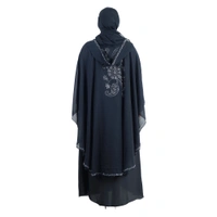 Humeira Abaya Side Buta Farasha Simple DMC Stone Work Farasha in Al Nida Fabric With Self Atteched & Extra Duppatta - 54, Dark Grey, 300 gms