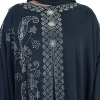 Humeira Abaya Side Buta Farasha Simple DMC Stone Work Farasha in Al Nida Fabric With Self Atteched & Extra Duppatta - 54, Dark Grey, 300 gms