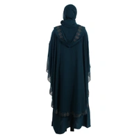 Humeira Abaya Dubai Style 3 Layer Farasha in Al Nida Fabric Specially Made For Bride - 54, Turquoise, 300 gms