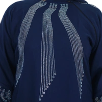 Humeira Abaya Dubai Style Rainbow Stone Work Burkha With Laher Design on Neck & Double Layer With Dupatta & NosePiece - 54, Blue, 300 gms