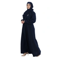 Humeira Abaya Dubai Style Front Double Side Embroidery Work Beautiful Abaya in Al Firdous Fabric - 54, Blue, 300 gms