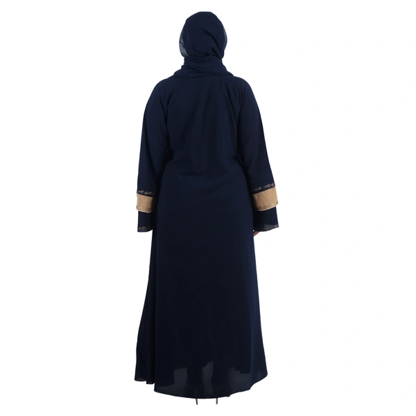 Humeira Abaya Gulab Embroidery Abaya in Al Firdous Fabric Indian Traditional Style With Dupatta & NosePiece - 54, Blue, 300 gms