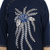 Humeira Abaya Gulab Embroidery Abaya in Al Firdous Fabric Indian Traditional Style With Dupatta & NosePiece - 54, Blue, 300 gms