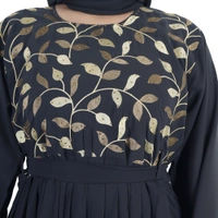 Humeira Abaya Gown Style Embroidery Burkha With Waist Adjuster in Al Firdous Fabric - 54, Dark Grey, 300 gms