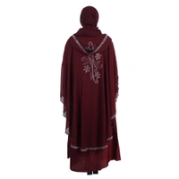 Humeira Abaya 3 Layer M S Stone Work Heavy Abaya for Bridal in Al Nida Fabric with Self atteched & Extra Dupatta - 54, Maroon, 300 gms