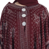 Humeira Abaya 3 Layer M S Stone Work Heavy Abaya for Bridal in Al Nida Fabric with Self atteched & Extra Dupatta - 54, Maroon, 300 gms