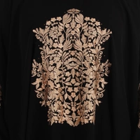 Humeira Abaya Dubai Style Side Patti Embroidery Irani Abaya in Al Nida Fabric - 54, Black, 300 gms