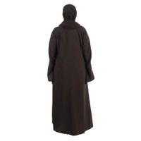 Humeira Abaya Dubai Leaf Style Embroidery Work Burkha in Al Firdous Fabric - 54, Brown, 300 gms
