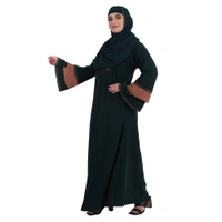 Humeira Abaya Dubai Style 6 BTN Stone Work Buta Abaya/Burkha in Al Nida Fabric - 54, Turquoise, 300 gms