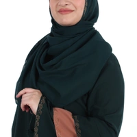 Humeira Abaya Dubai Style 6 BTN Stone Work Buta Abaya/Burkha in Al Nida Fabric - 54, Turquoise, 300 gms