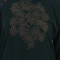 Humeira Abaya Dubai Style 6 BTN Stone Work Buta Abaya/Burkha in Al Nida Fabric - 54, Turquoise, 300 gms