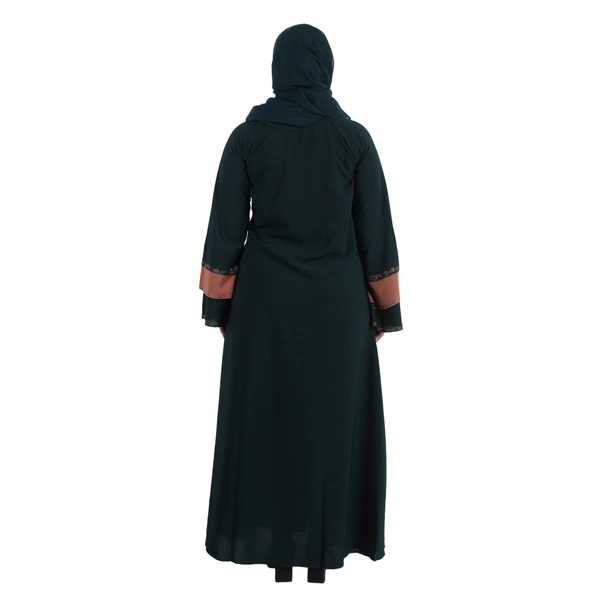 Humeira Abaya Dubai Style 6 BTN Stone Work Buta Abaya/Burkha in Al Nida Fabric - 54, Turquoise, 300 gms