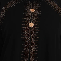 Humeira Abaya Dubai Style Coat Type Shirag Abaya in Al Nida Fabric With Dupatta & NosePiece - 54, Black, 300 gms