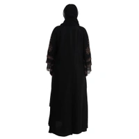 Humeira Abaya Dubai Style Coat Type Shirag Abaya in Al Nida Fabric With Dupatta & NosePiece - 54, Black, 300 gms